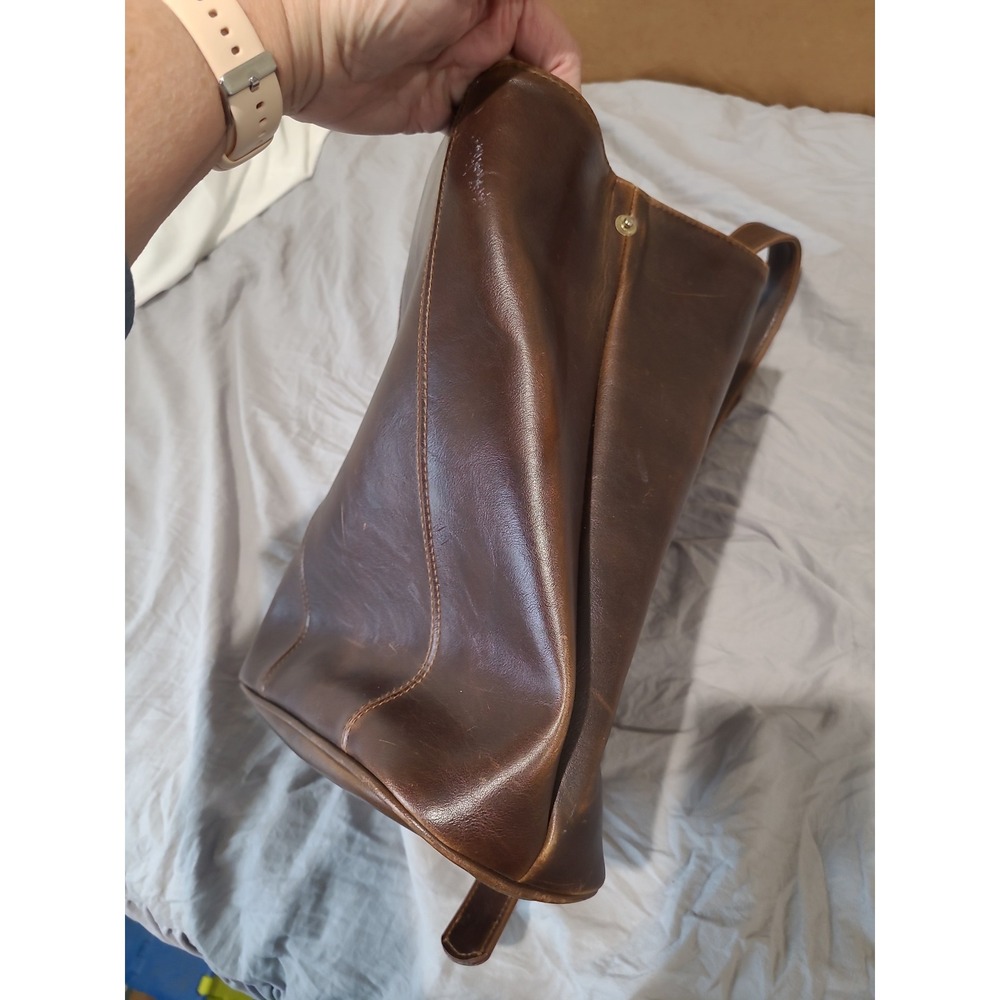 Vtg Leather Sling Backpack Shoulder Bag Purse Brown by Liz Claiborne boho casual - Picture 11 of 12